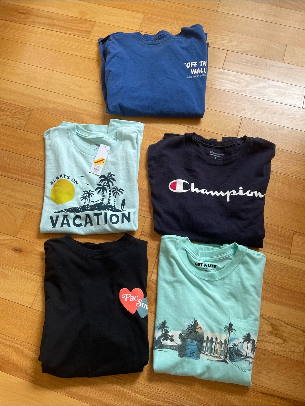 Lot of 5 Men’s T shirts-Medium-Champion, PAC Sun, Vans, Get A Life, Sonoma NWT